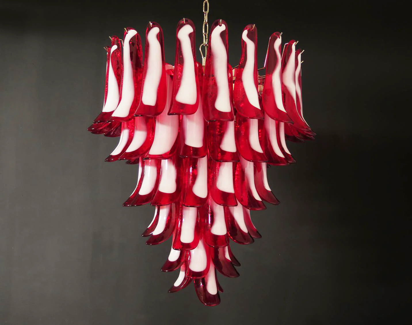 Vintage Murano Red Glass Petals Chandelier - Nuvé