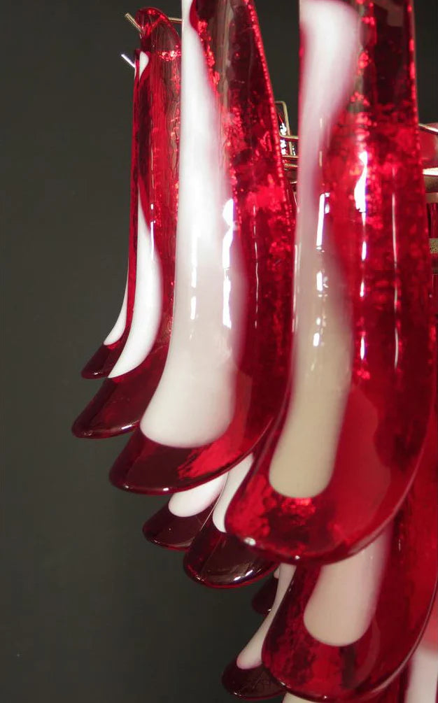 Vintage Murano Red Glass Petals Chandelier - Nuvé