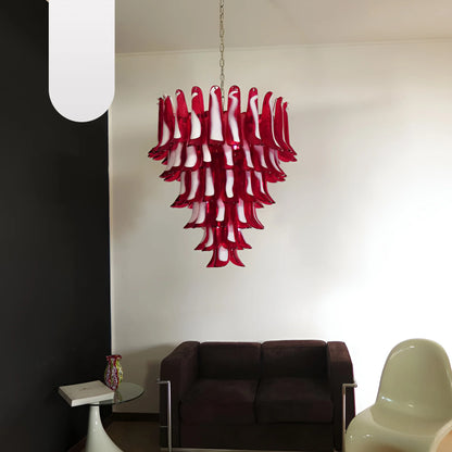 Vintage Murano Red Glass Petals Chandelier - Nuvé