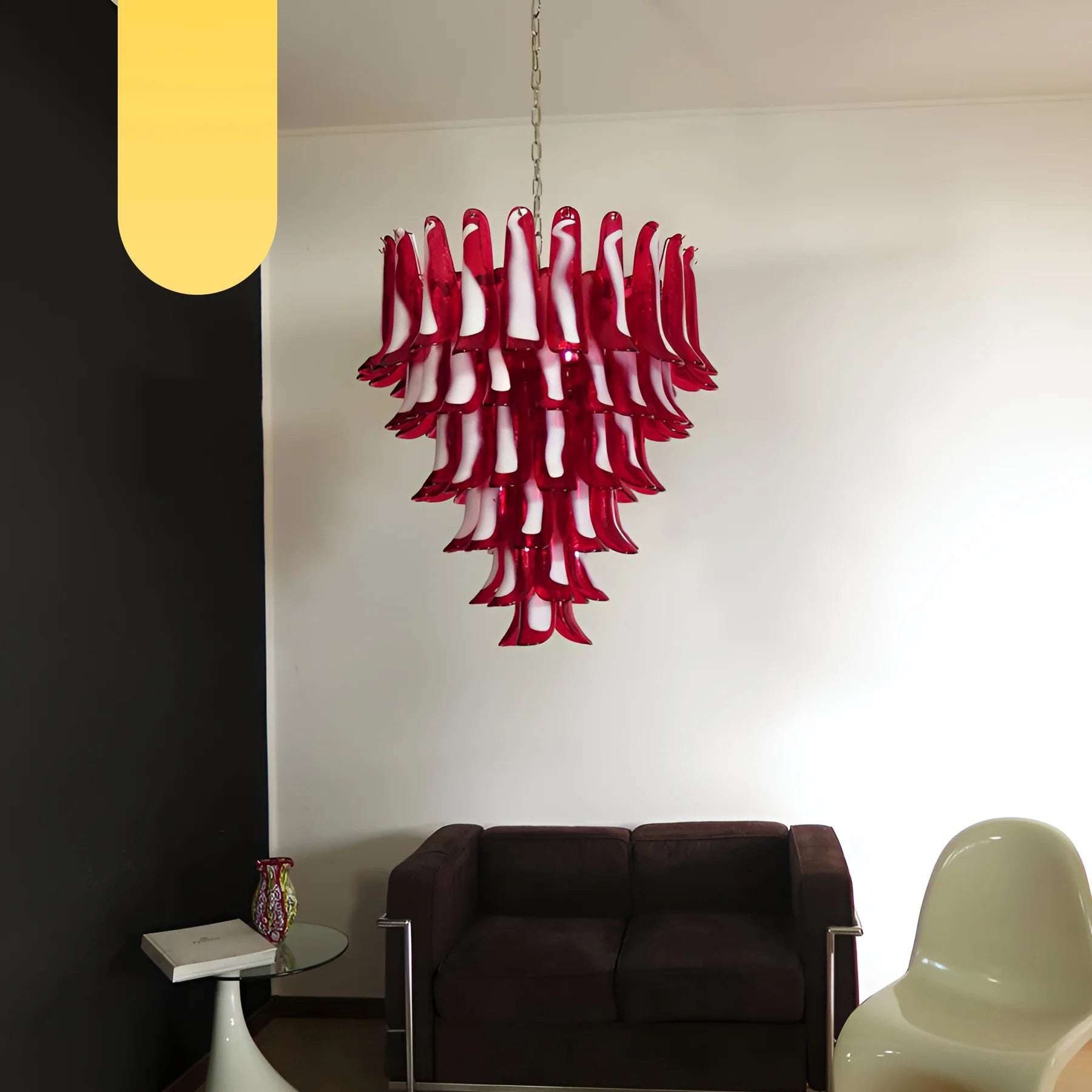 Vintage Murano Red Glass Petals Chandelier - Nuvé