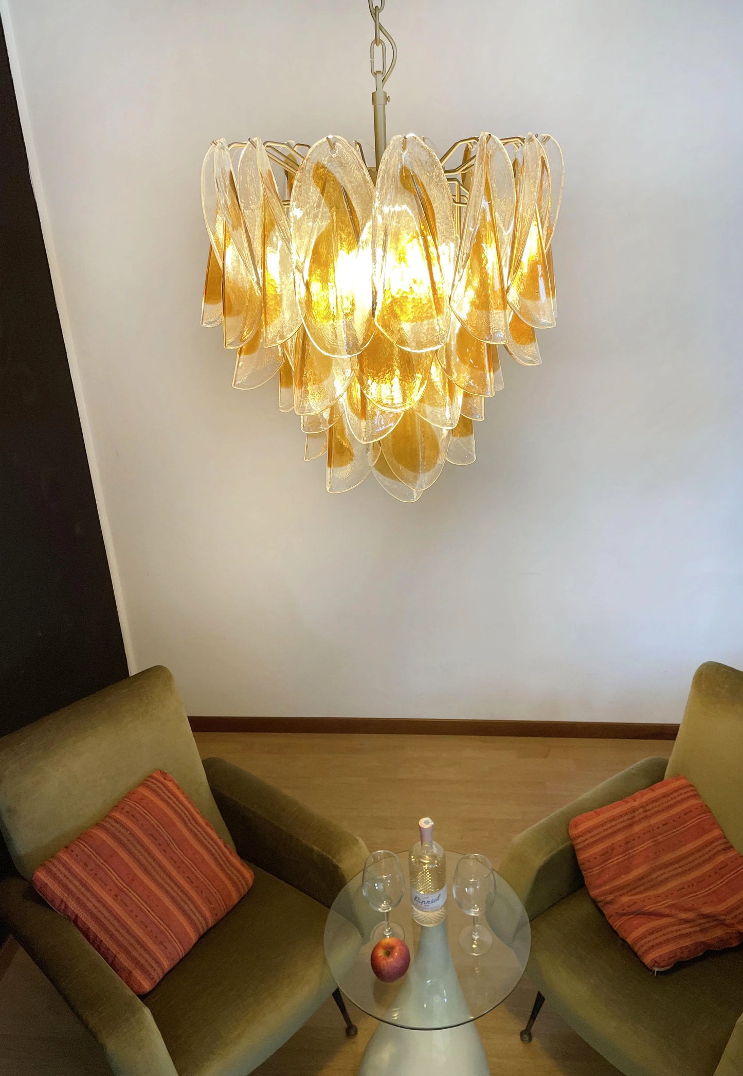 Vintage Murano Swallows Amber Glass Chandelier - Nuvé
