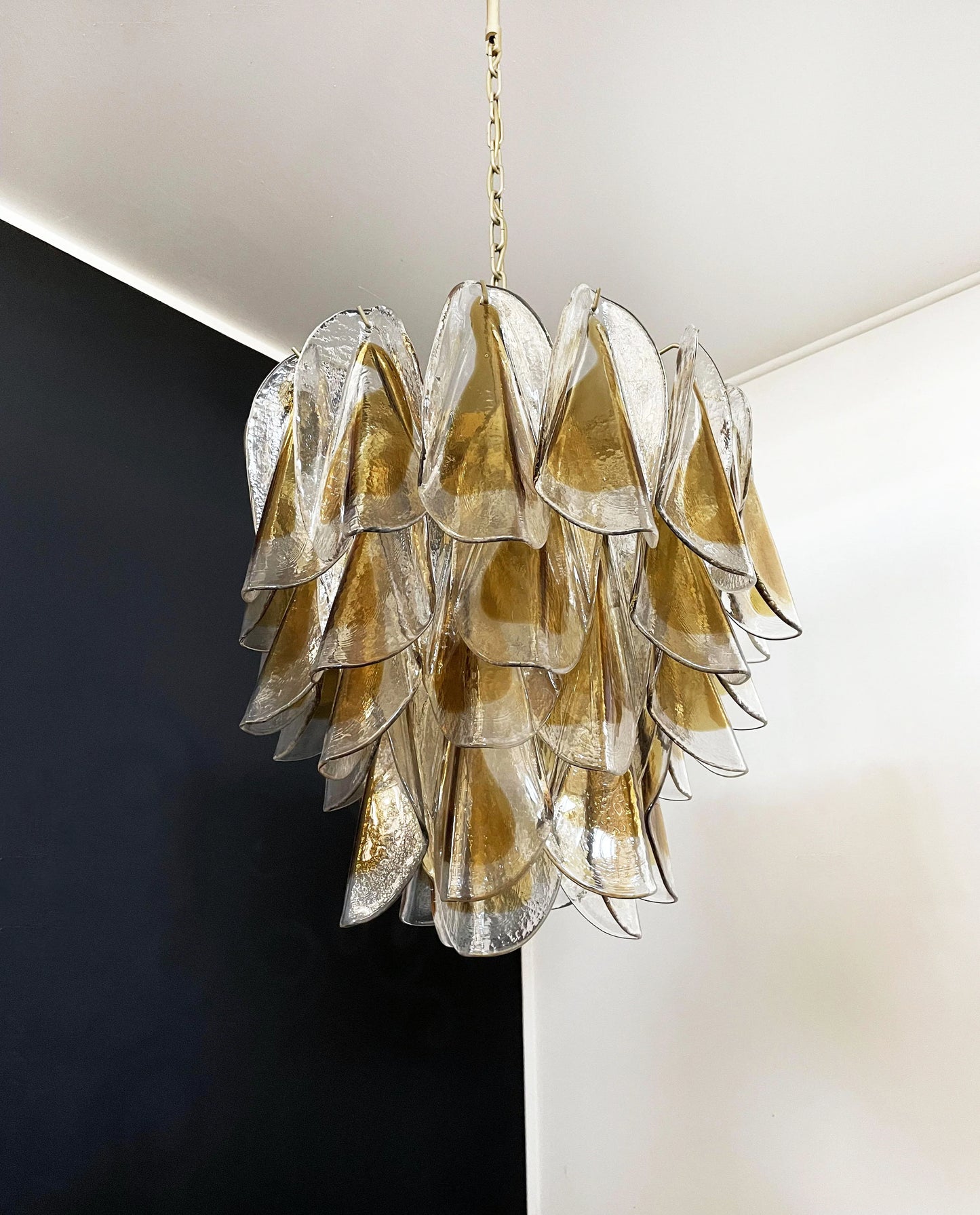 Vintage Murano Swallows Amber Glass Chandelier - Nuvé