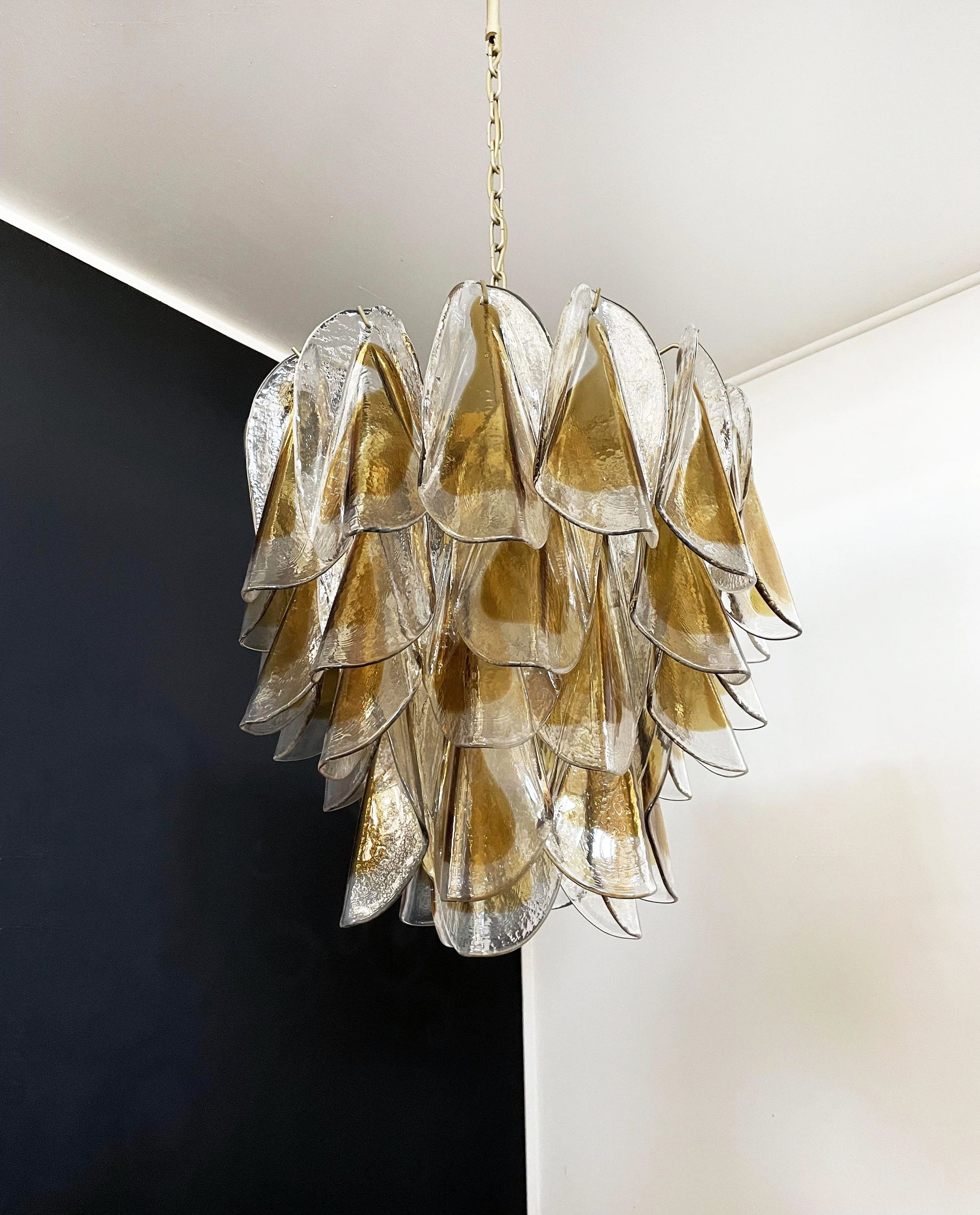 Vintage Murano Swallows Amber Glass Chandelier - Nuvé