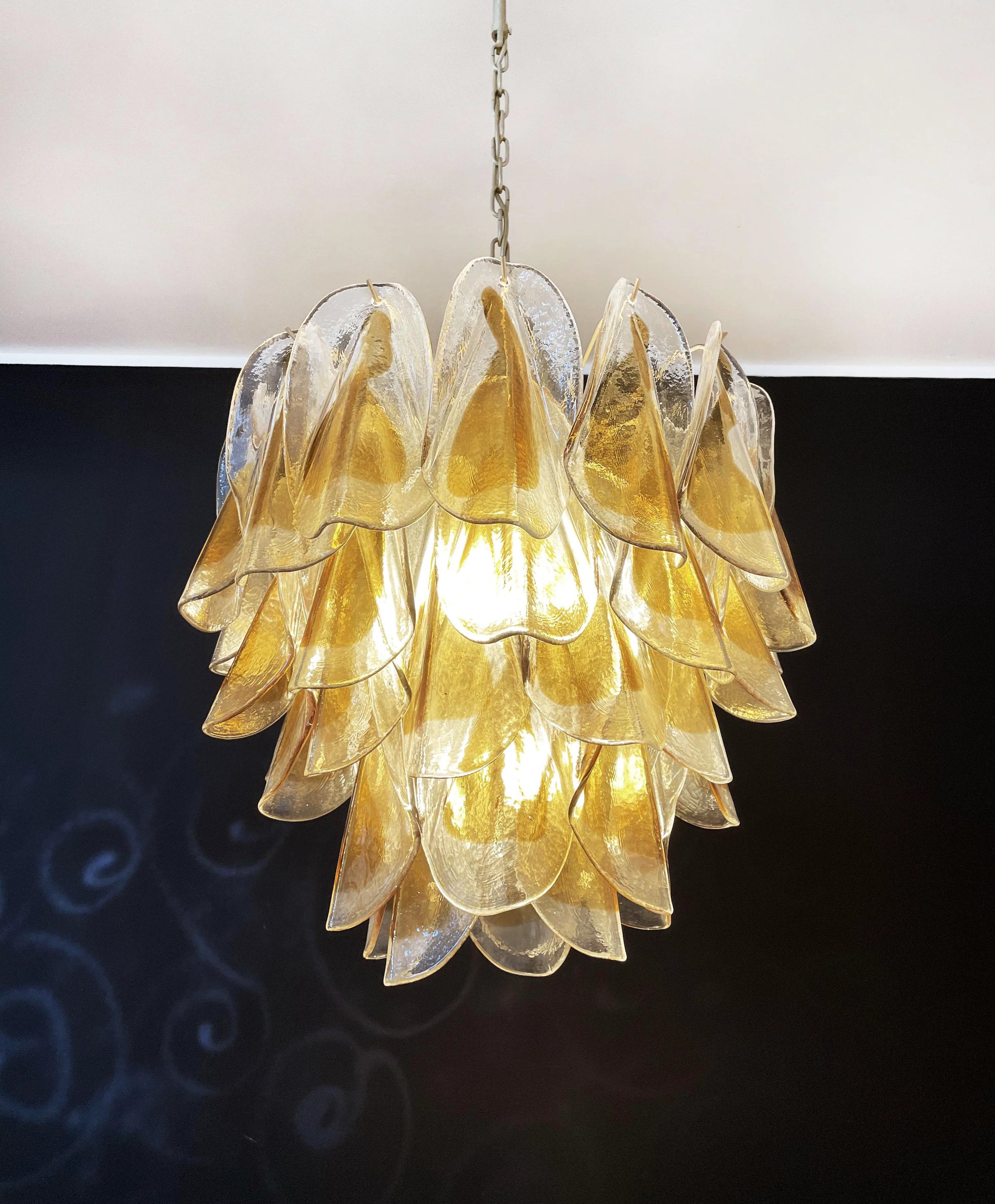 Vintage Murano Swallows Amber Glass Chandelier - Nuvé