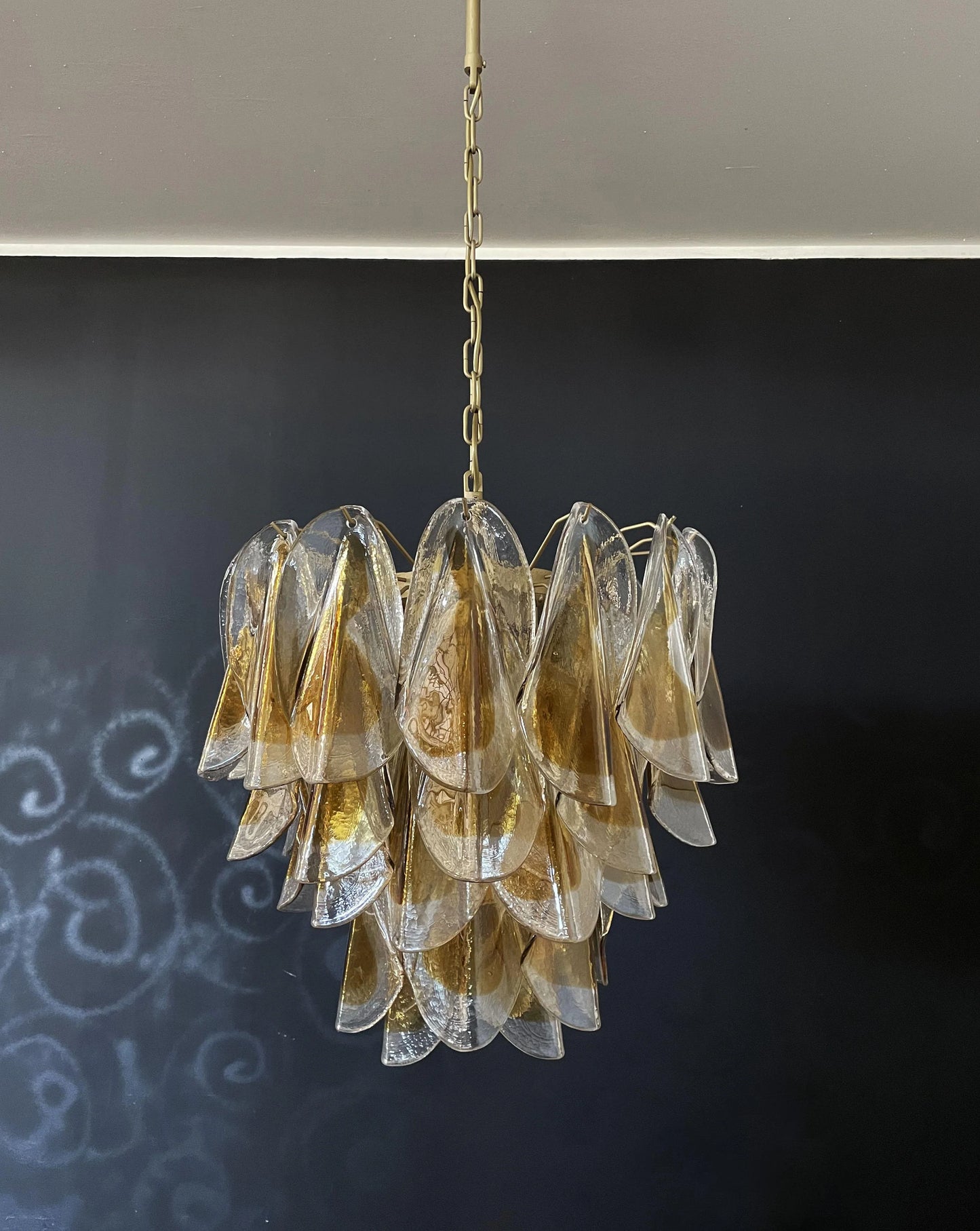 Vintage Murano Swallows Amber Glass Chandelier - Nuvé