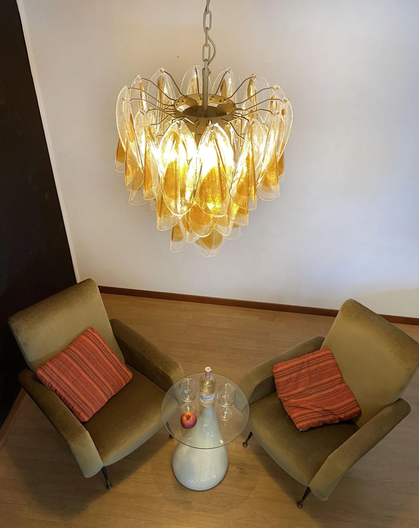 Vintage Murano Swallows Amber Glass Chandelier - Nuvé