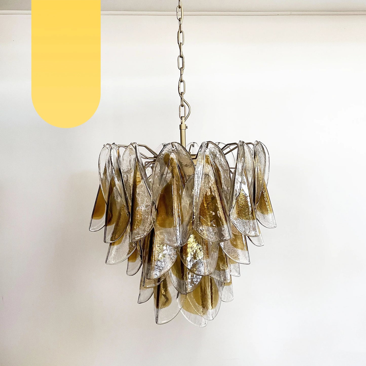 Vintage Murano Swallows Amber Glass Chandelier - Nuvé