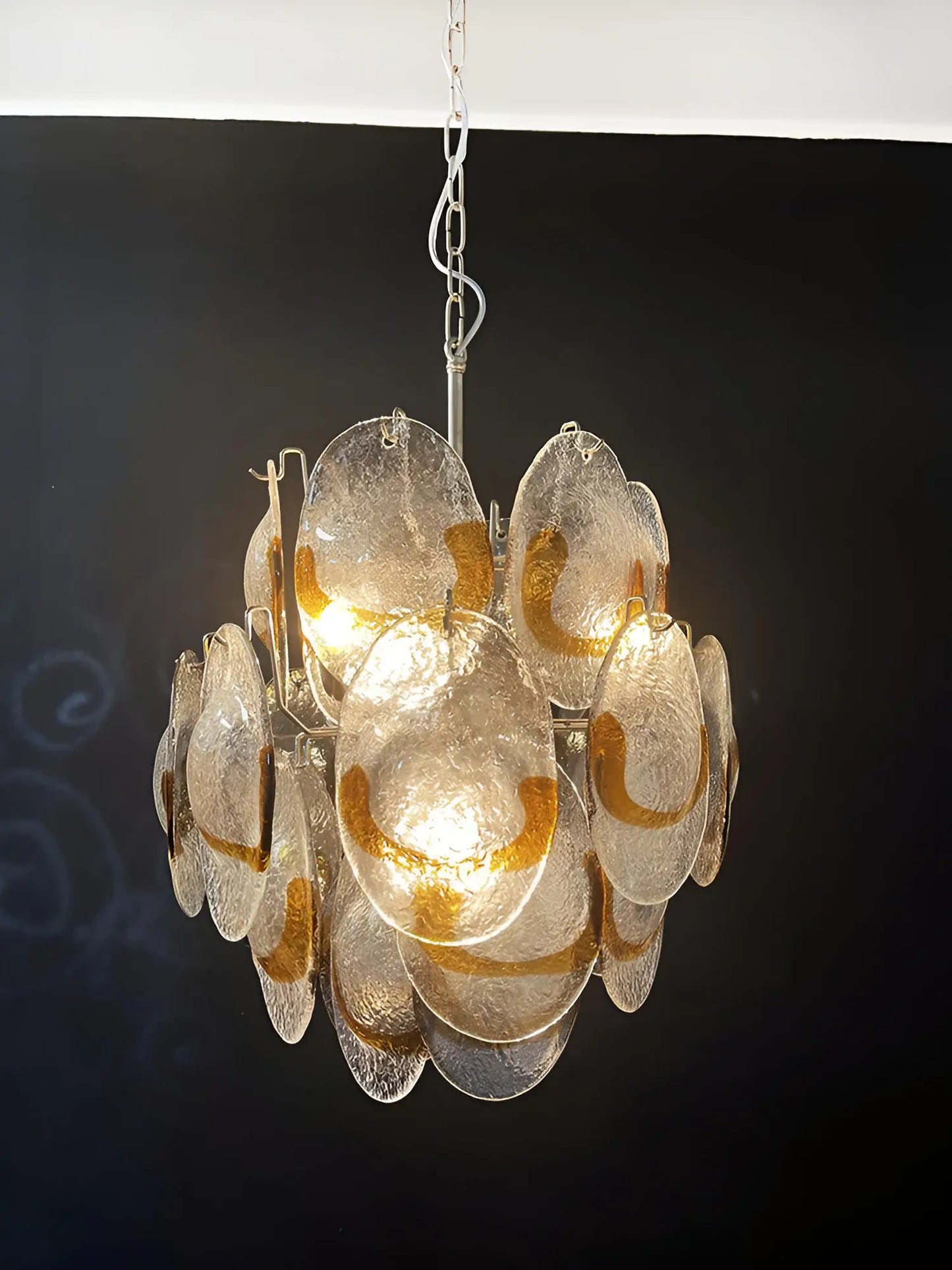 Vintage Murano Transparent Amber Chandelier - Nuvé
