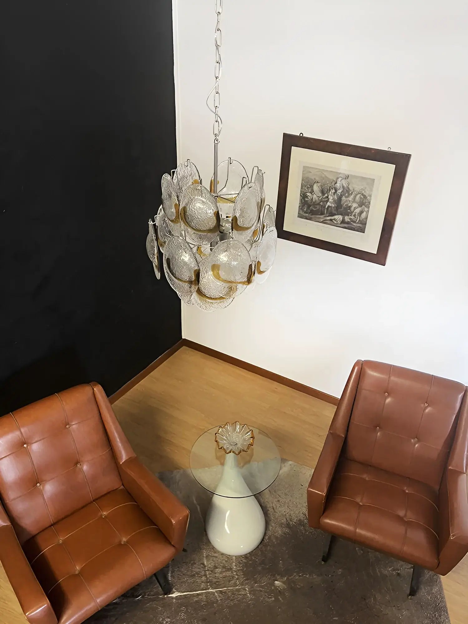 Vintage Murano Transparent Amber Chandelier - Nuvé