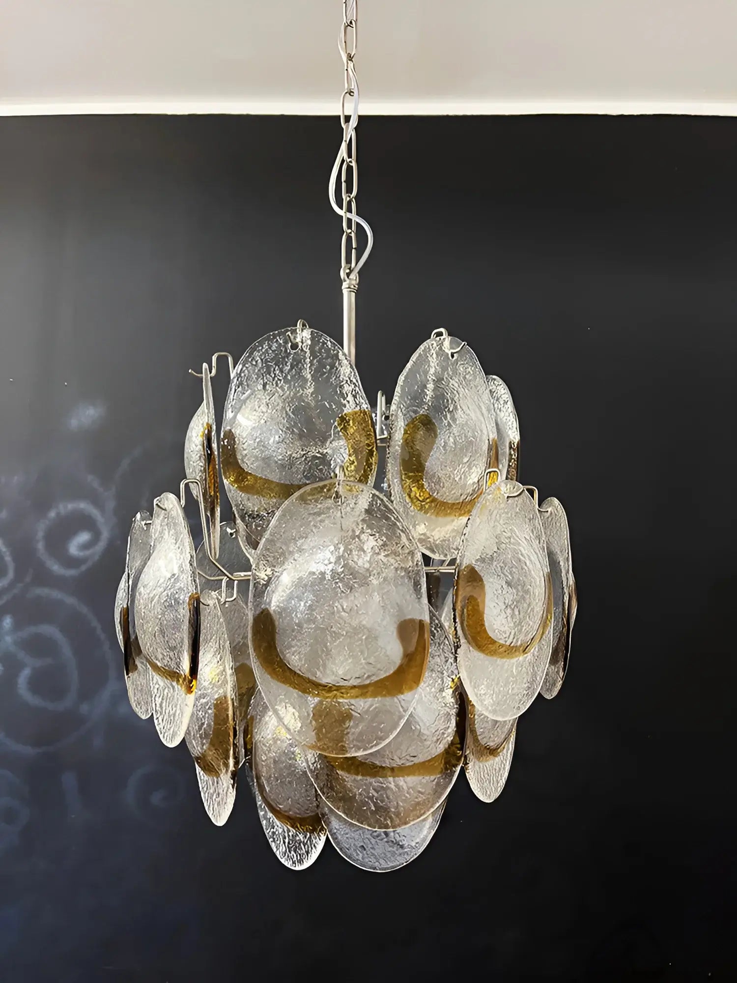 Vintage Murano Transparent Amber Chandelier - Nuvé