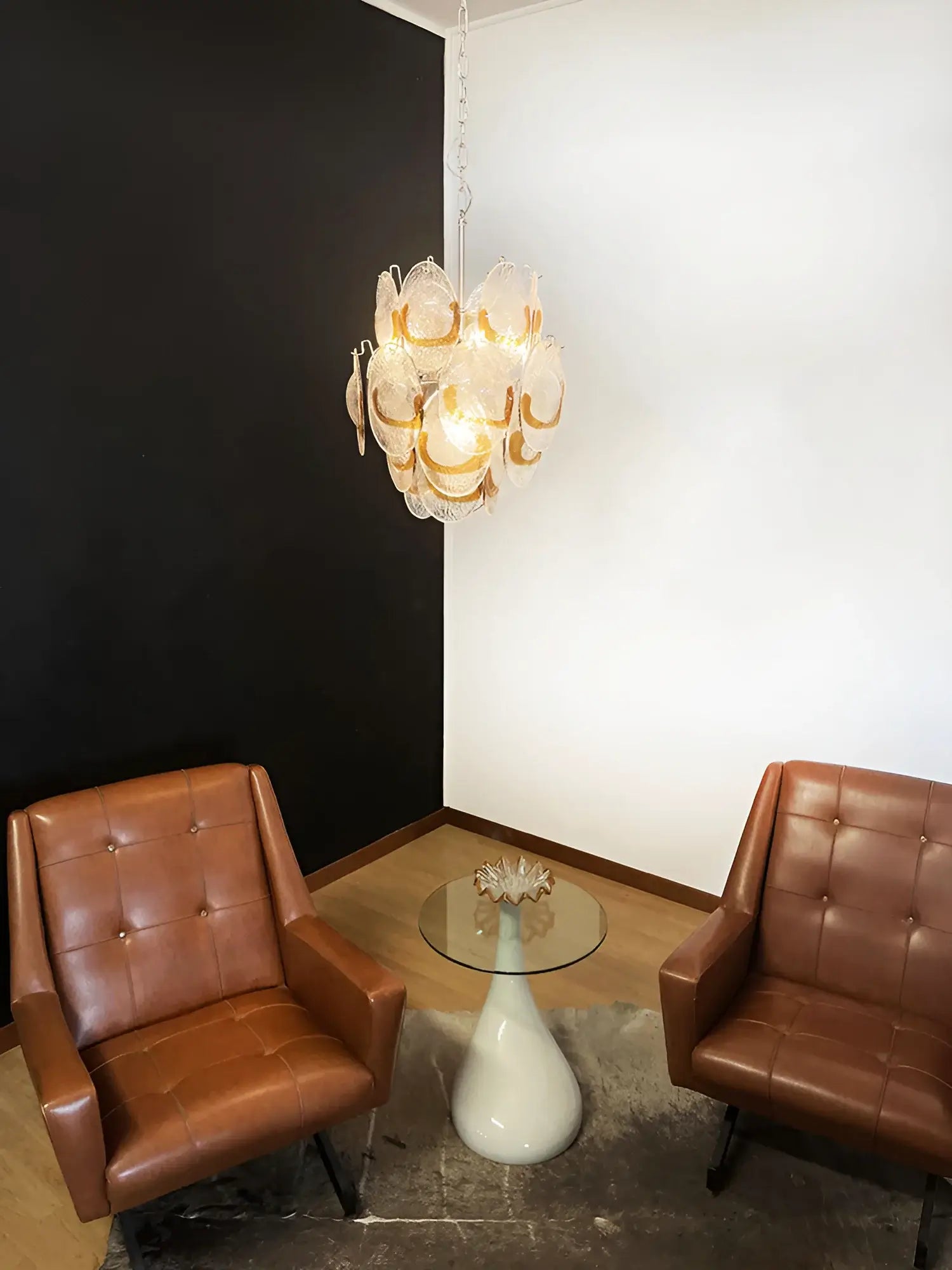 Vintage Murano Transparent Amber Chandelier - Nuvé
