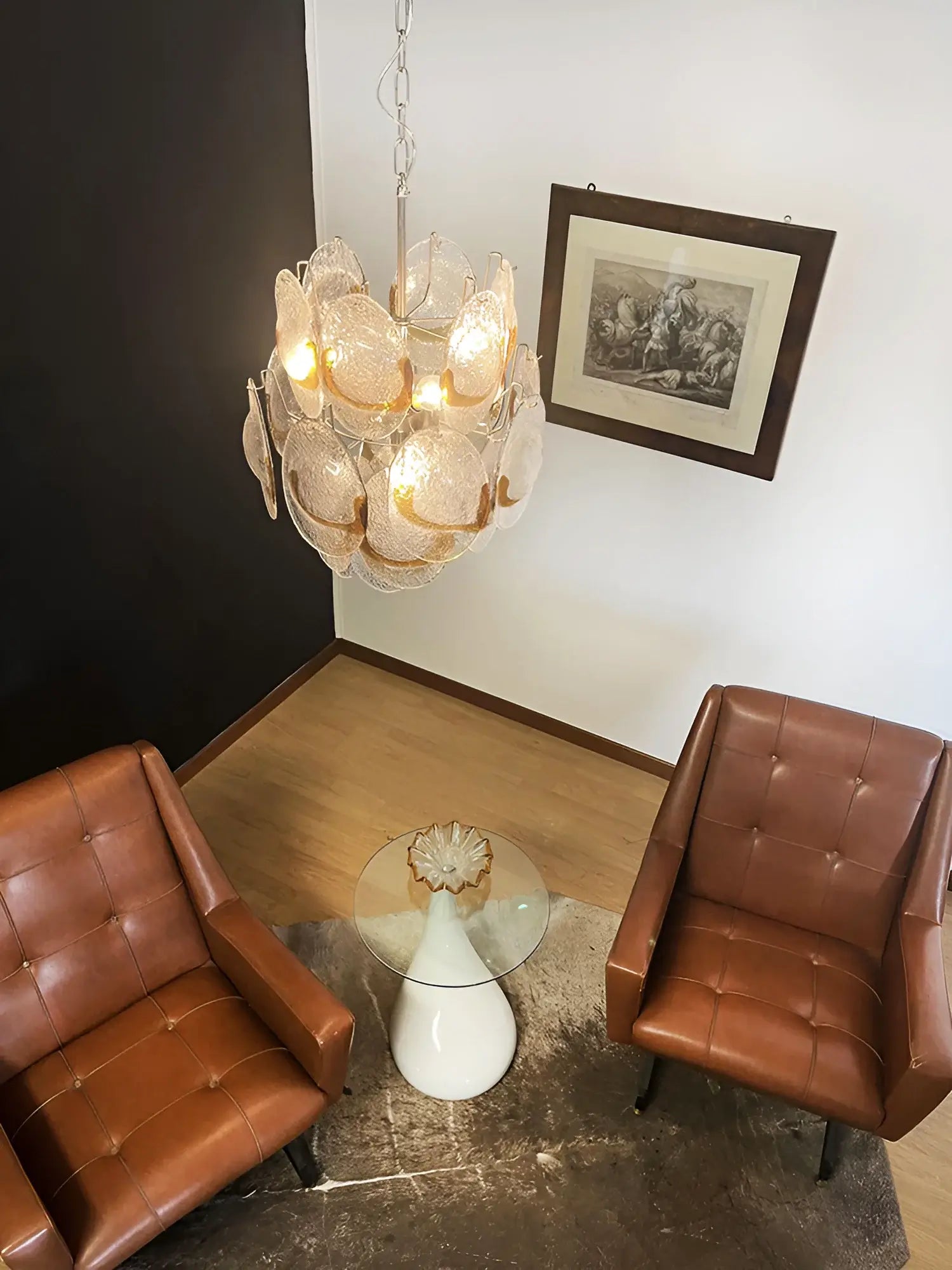 Vintage Murano Transparent Amber Chandelier - Nuvé