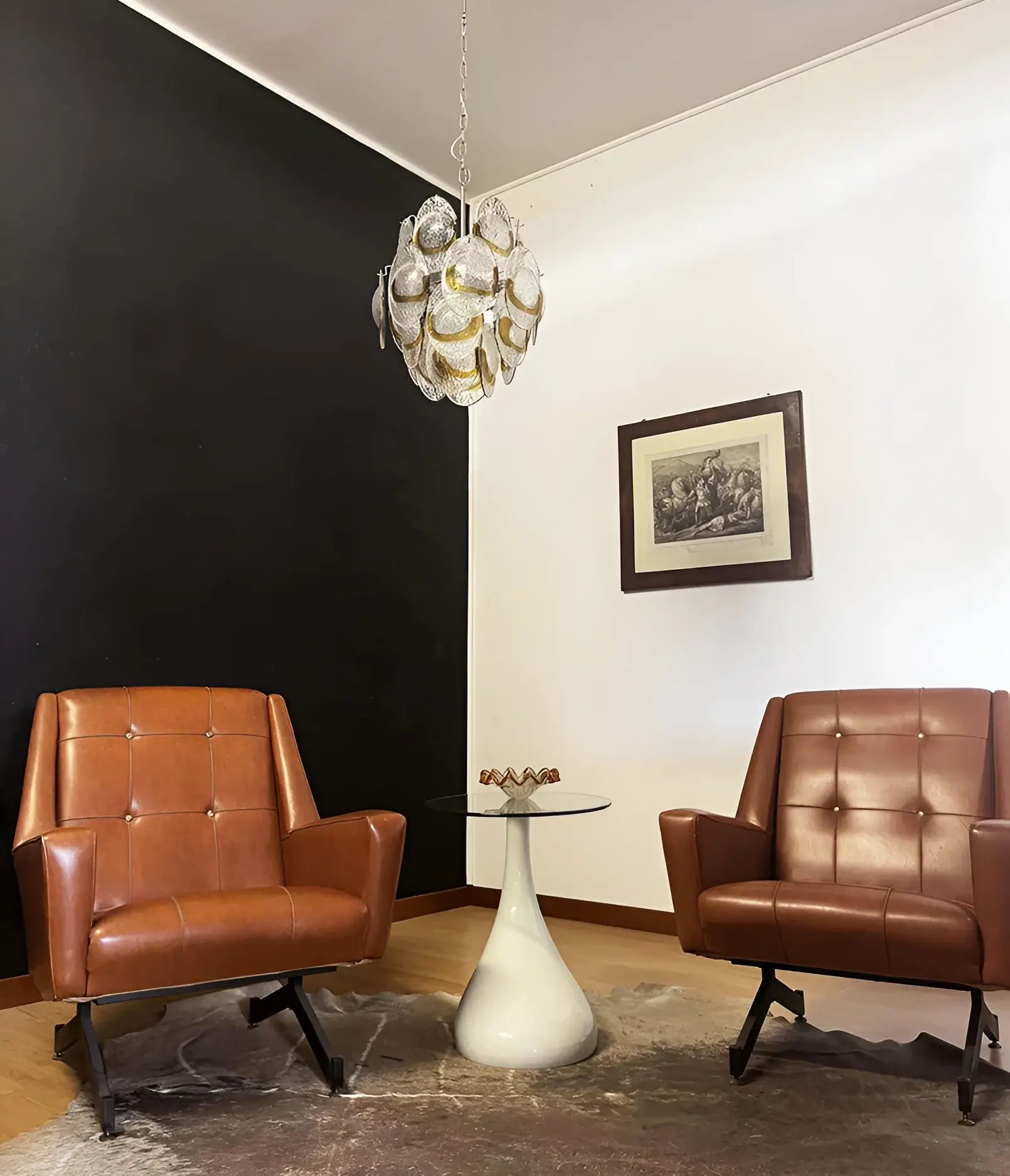 Vintage Murano Transparent Amber Chandelier - Nuvé