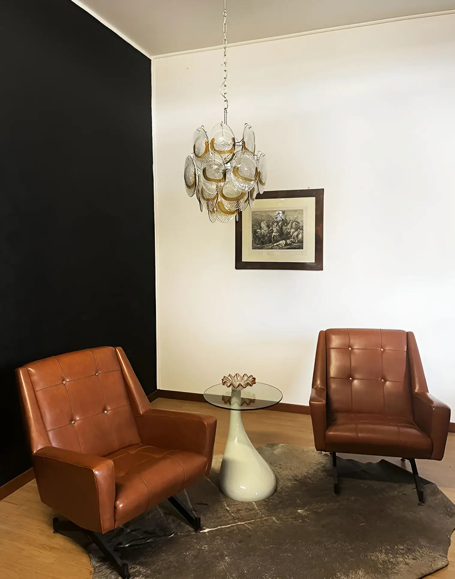 Vintage Murano Transparent Amber Chandelier - Nuvé