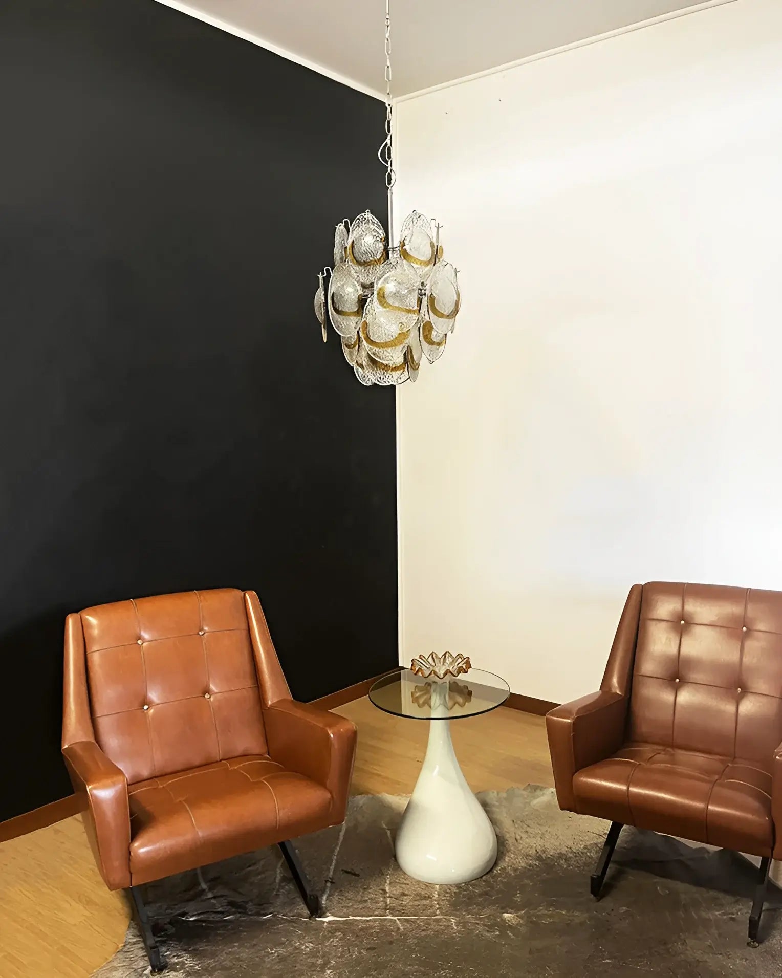 Vintage Murano Transparent Amber Chandelier - Nuvé