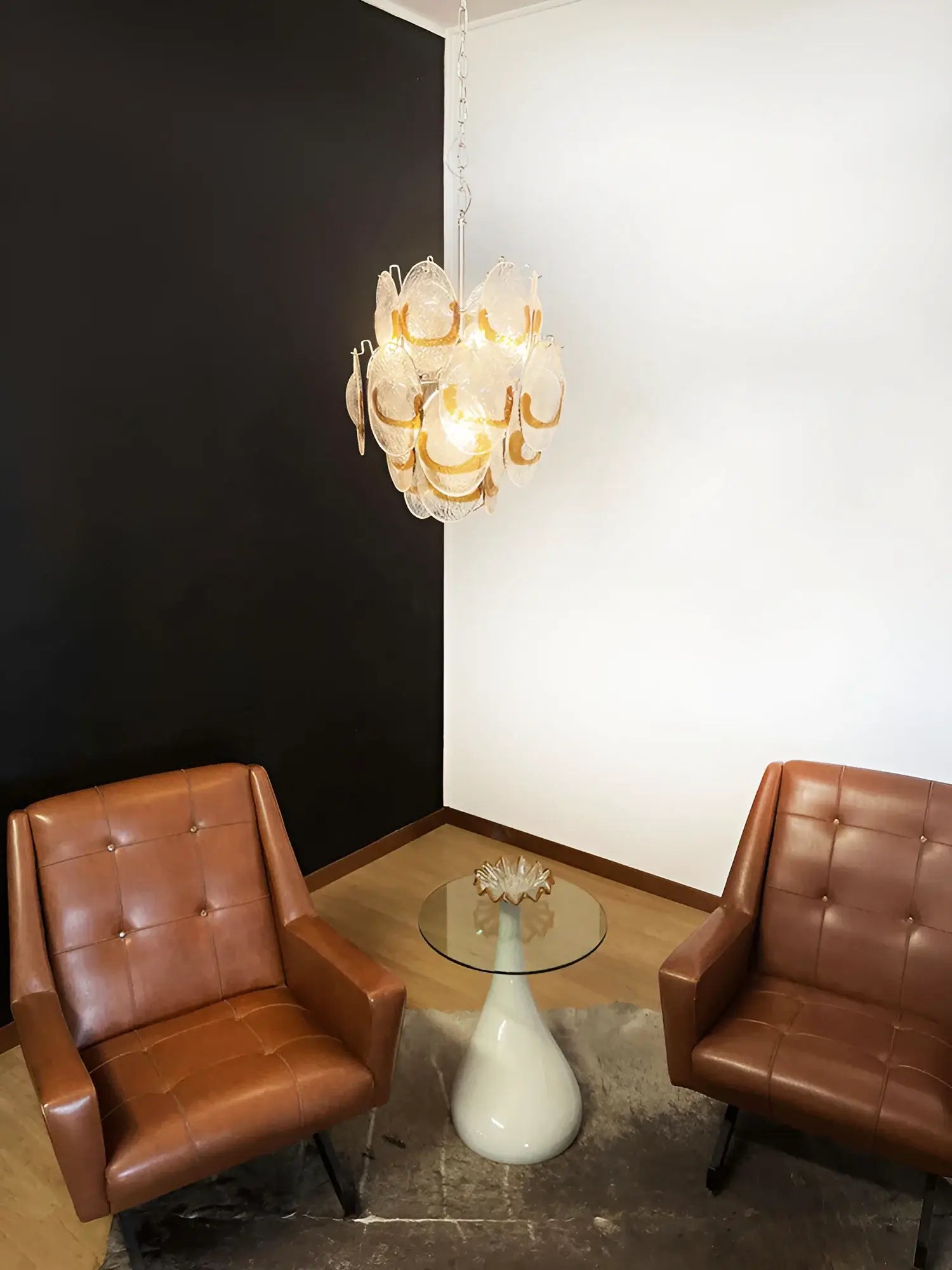 Vintage Murano Transparent Amber Chandelier - Nuvé