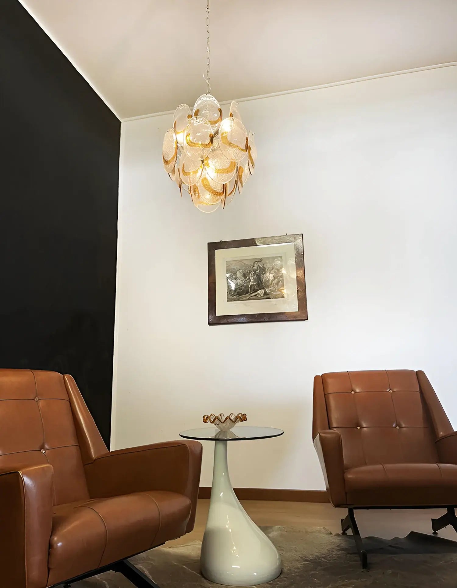 Vintage Murano Transparent Amber Chandelier - Nuvé