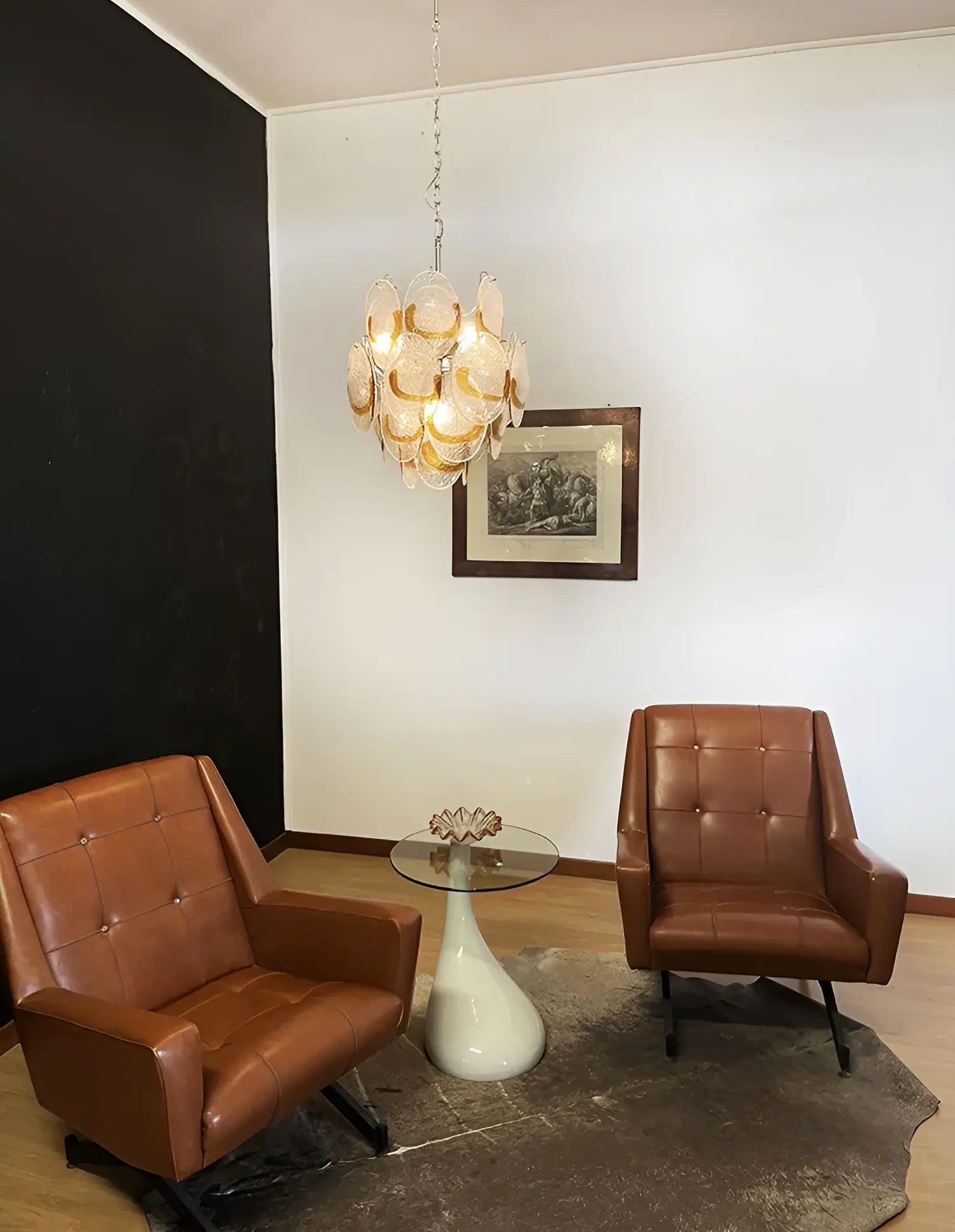 Vintage Murano Transparent Amber Chandelier - Nuvé