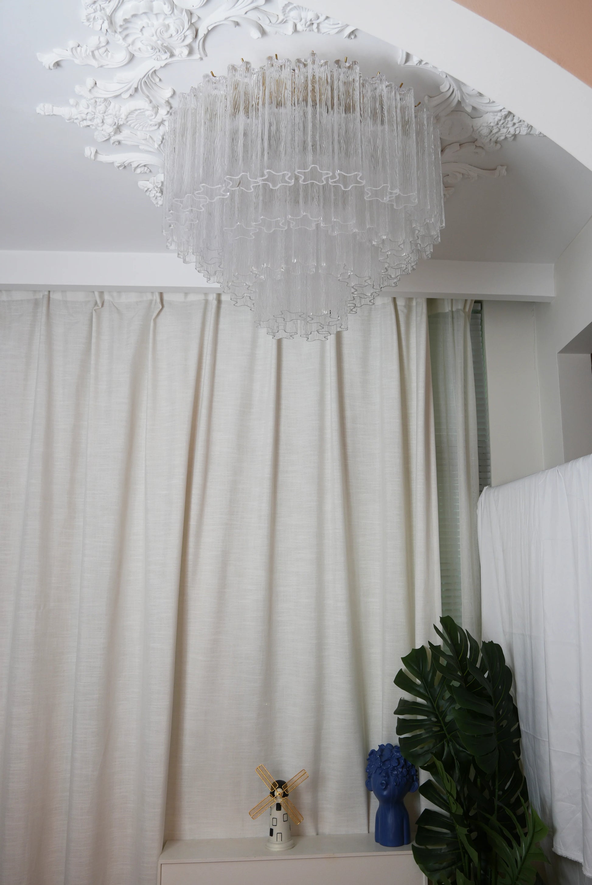 Vintage Murano Transparent Glass Ceiling Light - Nuvé