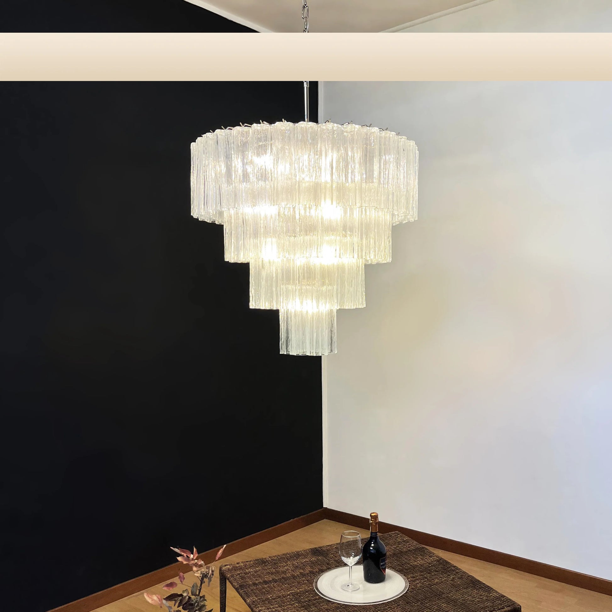 Vintage Murano Transparent Glass Chandelier - Nuvé