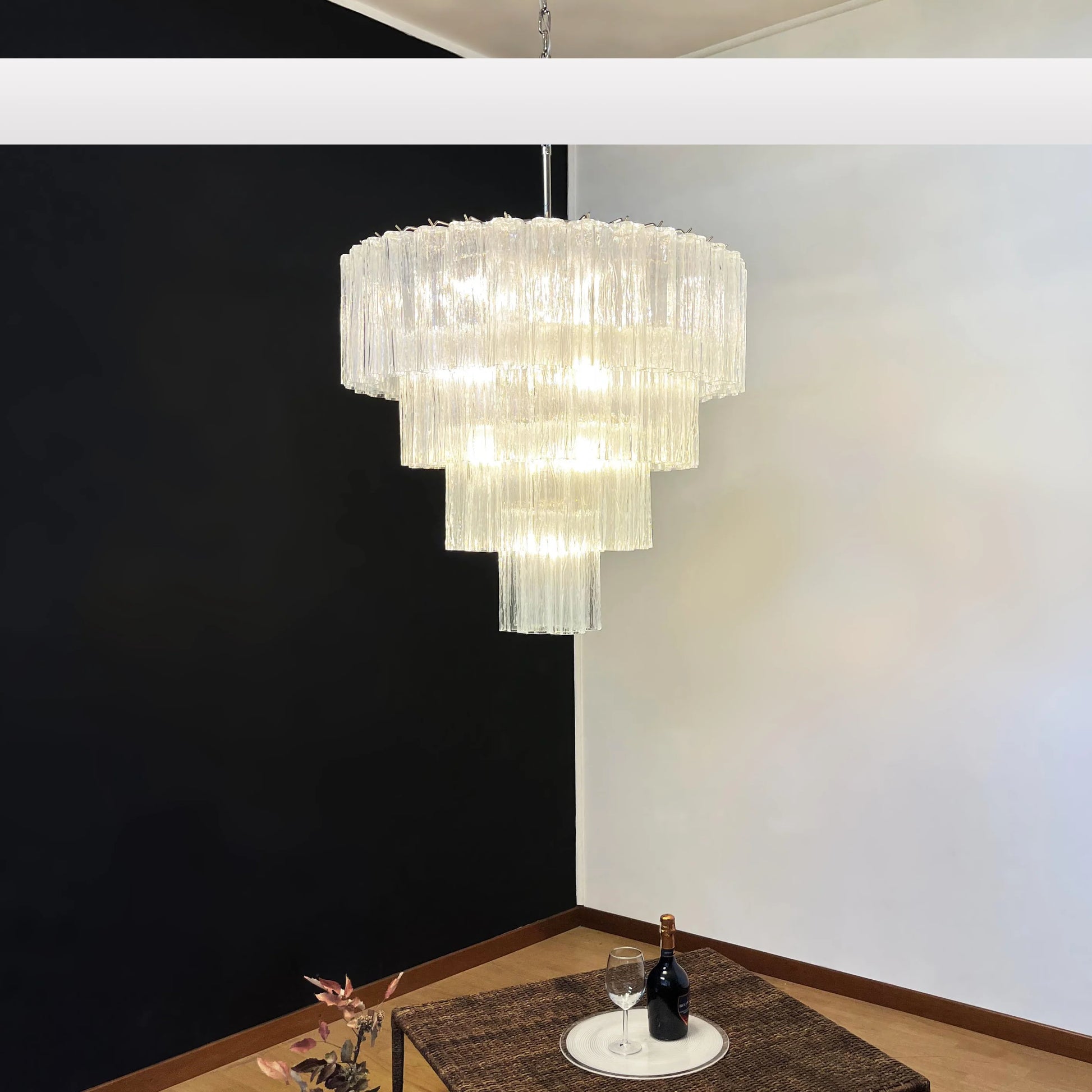Vintage Murano Transparent Glass Chandelier - Nuvé