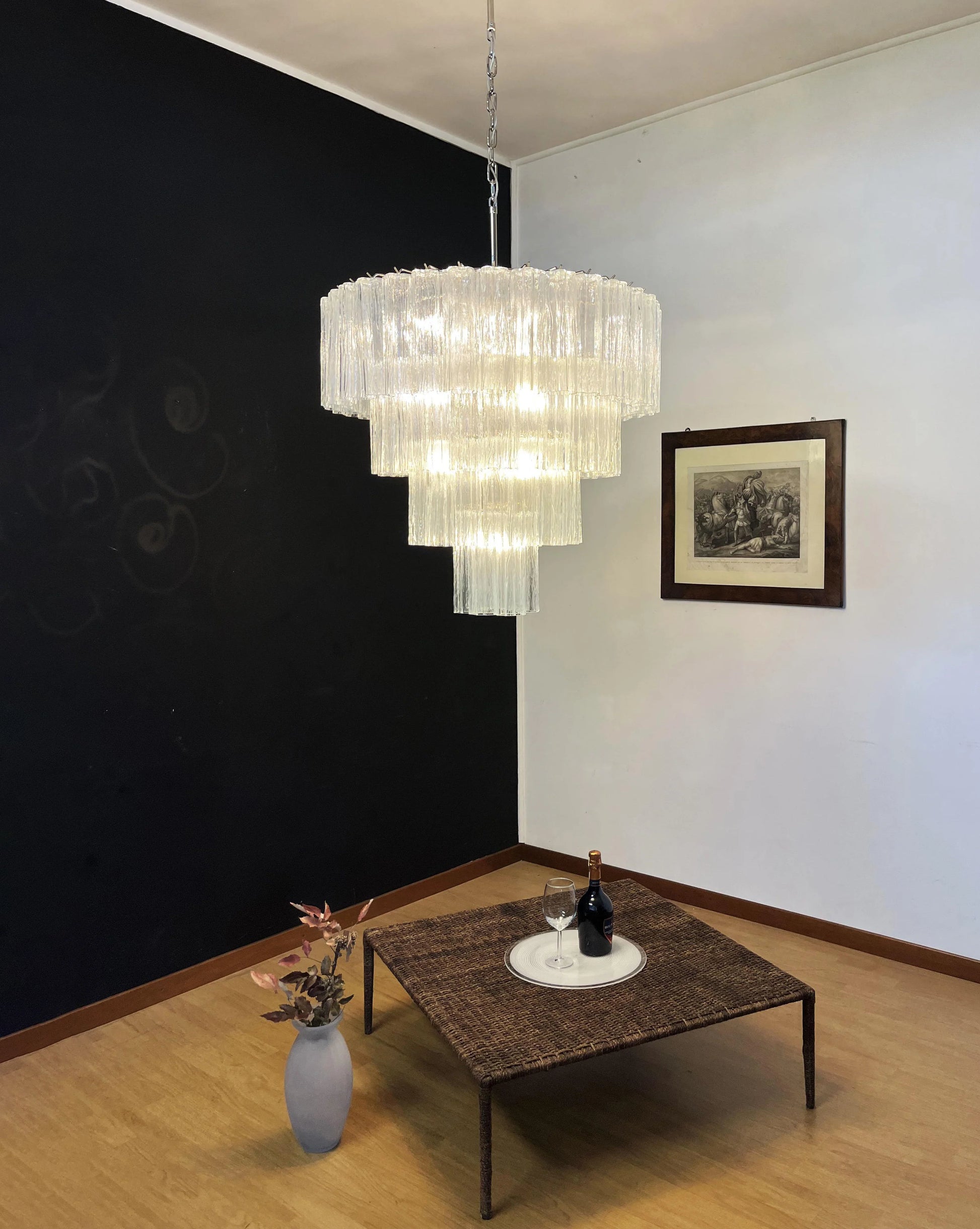 Vintage Murano Transparent Glass Chandelier - Nuvé