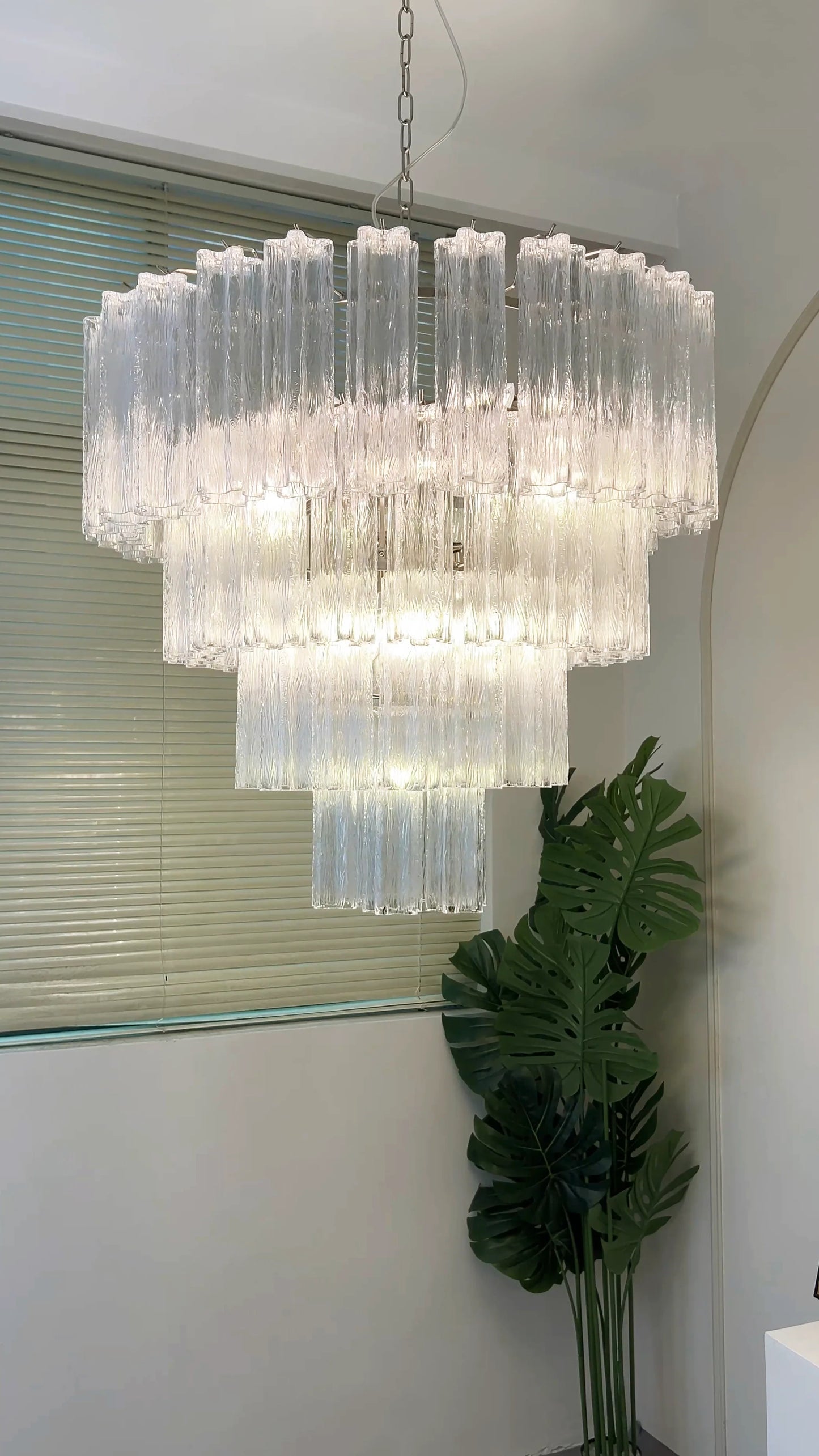 Vintage Murano Transparent Glass Chandelier - Nuvé