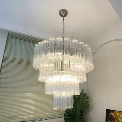 Vintage Murano Transparent Glass Chandelier - Nuvé