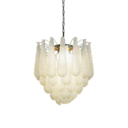 Vintage Murano Transparent Glass Petals Chandelier - Nuvé