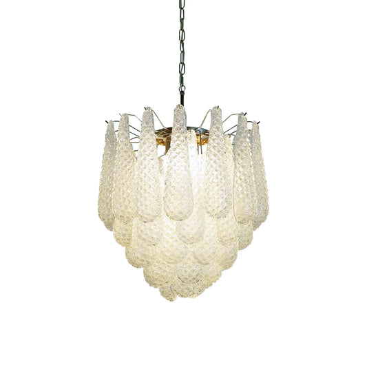 Vintage Murano Transparent Glass Petals Chandelier - Nuvé