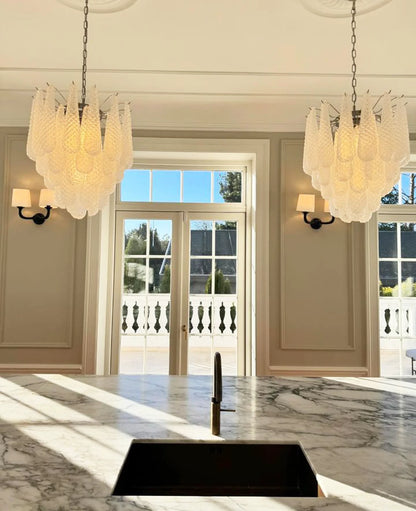 Vintage Murano Transparent Glass Petals Chandelier - Nuvé