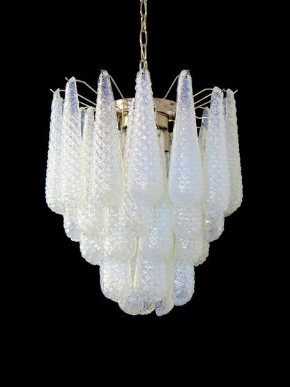 Vintage Murano Transparent Glass Petals Chandelier - Nuvé