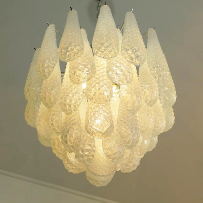 Vintage Murano Transparent Glass Petals Chandelier - Nuvé