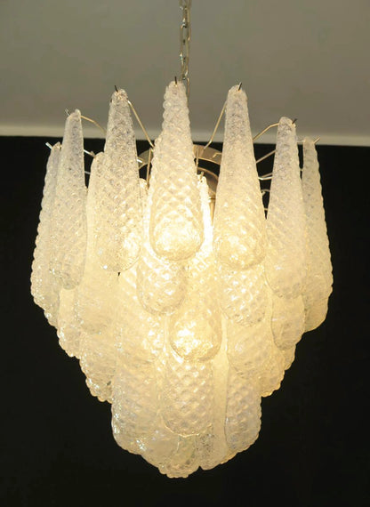 Vintage Murano Transparent Glass Petals Chandelier - Nuvé