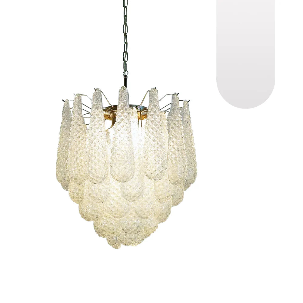 Vintage Murano Transparent Glass Petals Chandelier - Nuvé