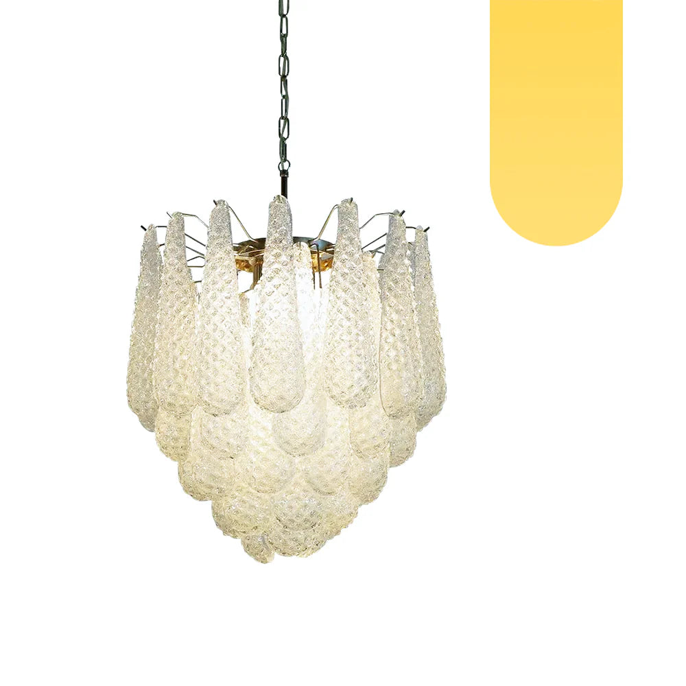 Vintage Murano Transparent Glass Petals Chandelier - Nuvé