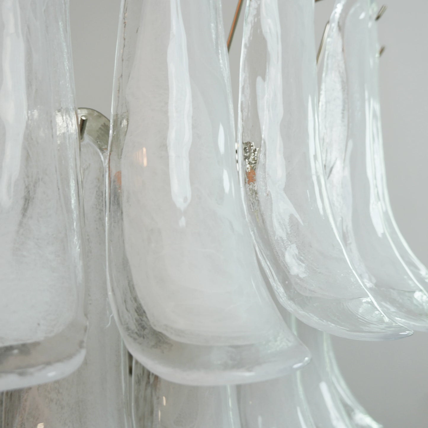 Vintage Murano Transparent Glass Petals Chandelier - Nuvé