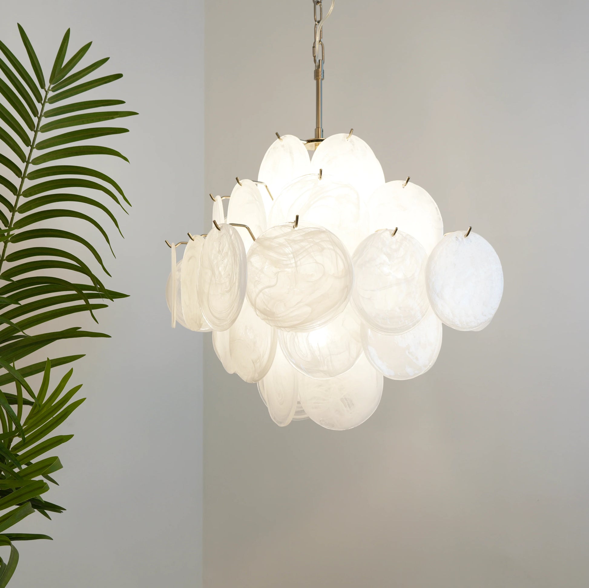 Vintage Murano White Disks Chandelier - Nuvé