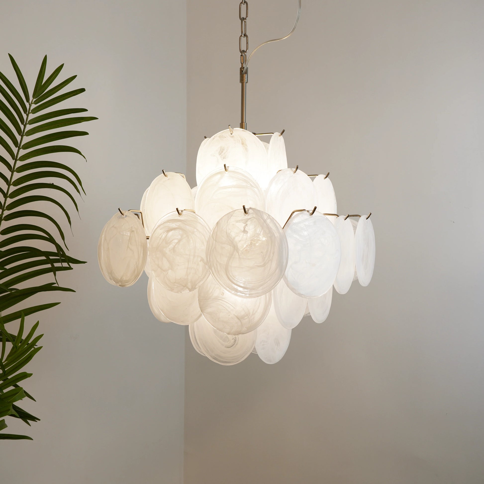 Vintage Murano White Disks Chandelier - Nuvé