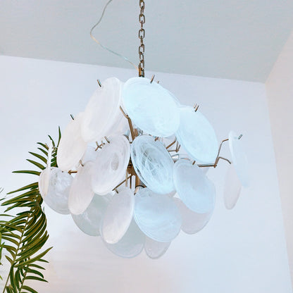 Vintage Murano White Disks Chandelier - Nuvé