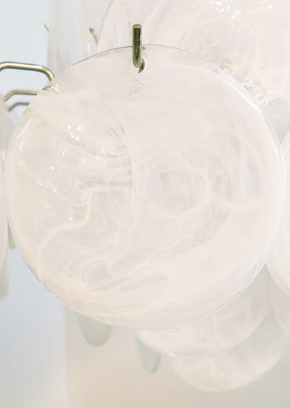 Vintage Murano White Disks Chandelier - Nuvé