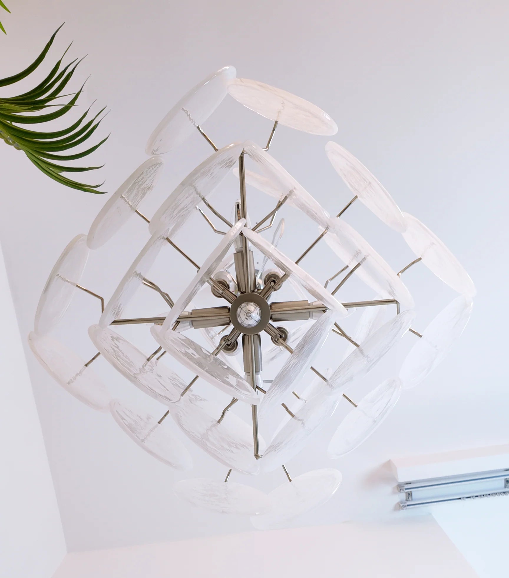 Vintage Murano White Disks Chandelier - Nuvé