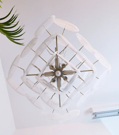 Vintage Murano White Disks Chandelier - Nuvé
