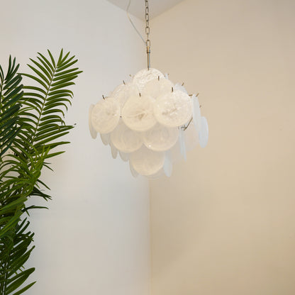 Vintage Murano White Disks Chandelier - Nuvé