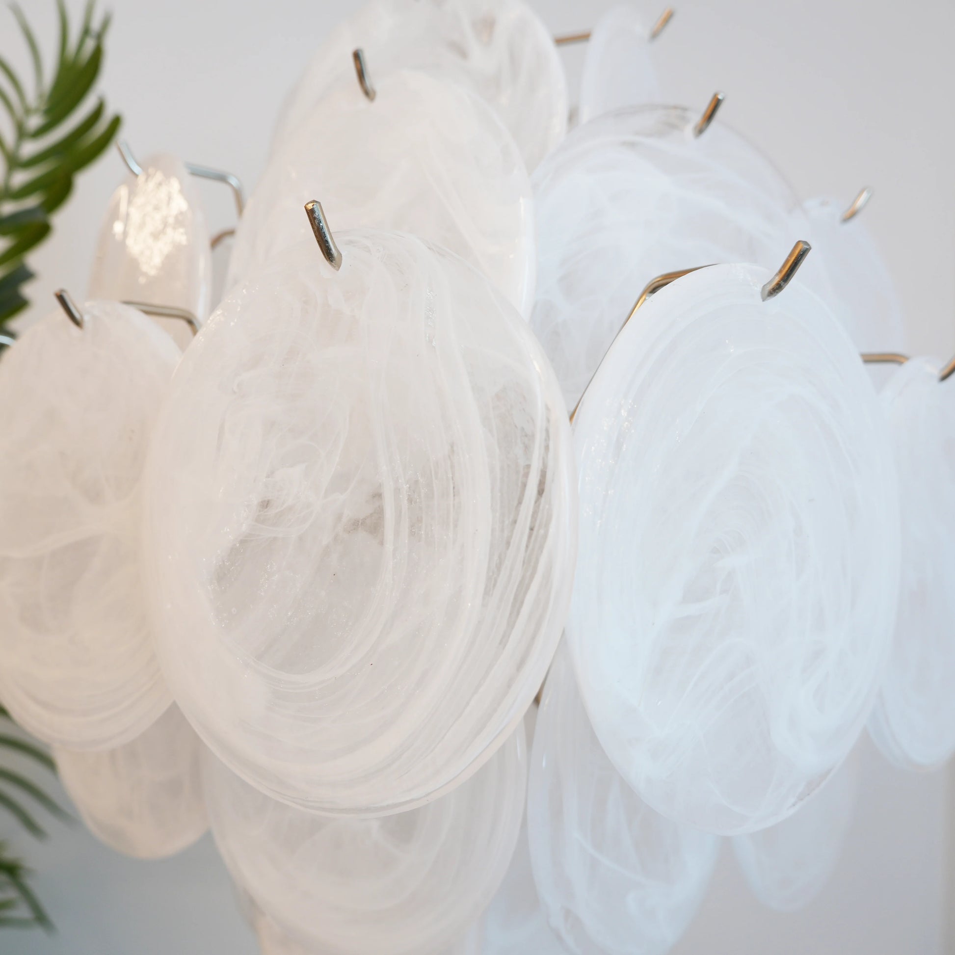 Vintage Murano White Disks Chandelier - Nuvé