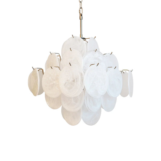Vintage Murano White Disks Chandelier - Nuvé