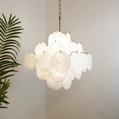 Vintage Murano White Disks Chandelier - Nuvé
