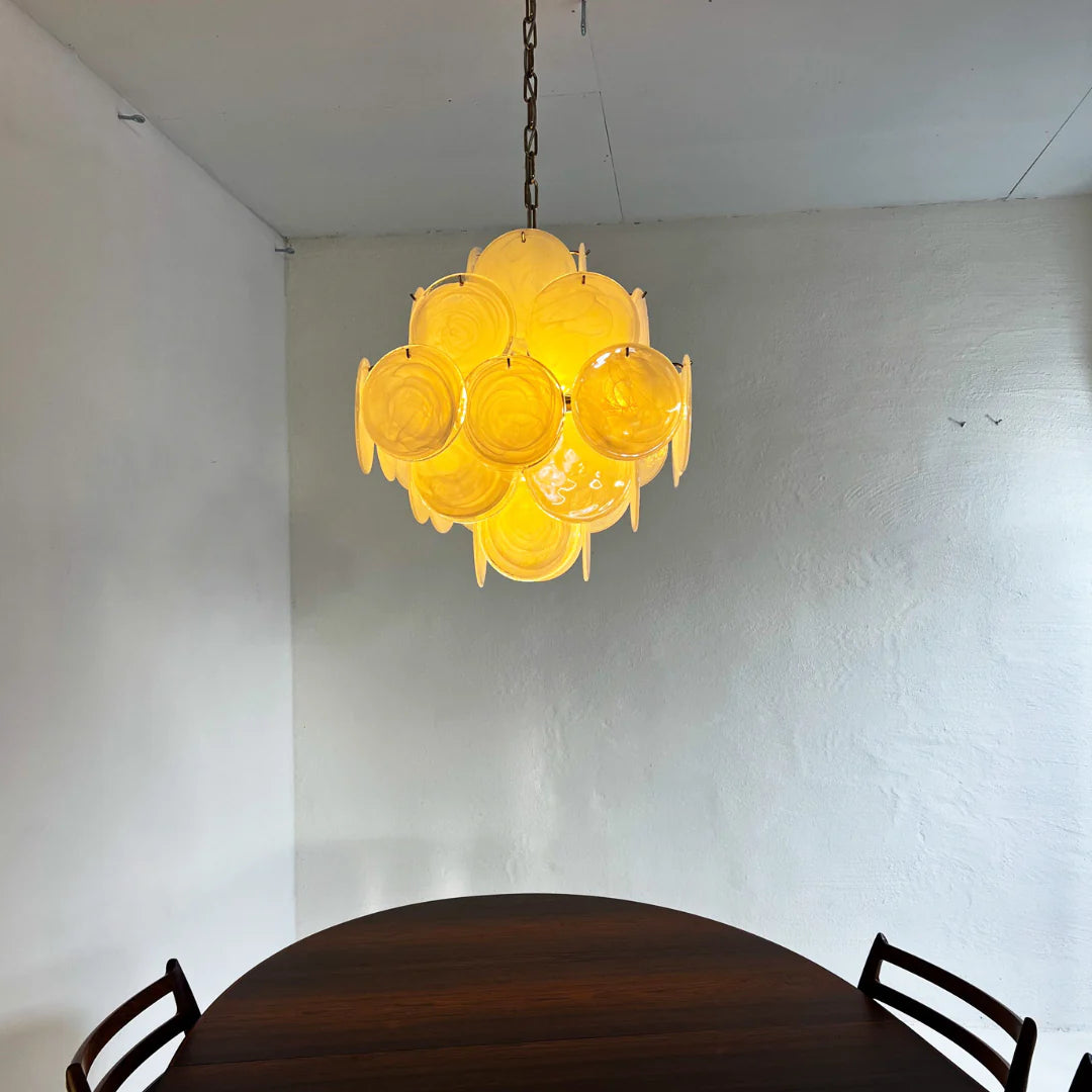 Vintage Murano White Disks Chandelier - Nuvé