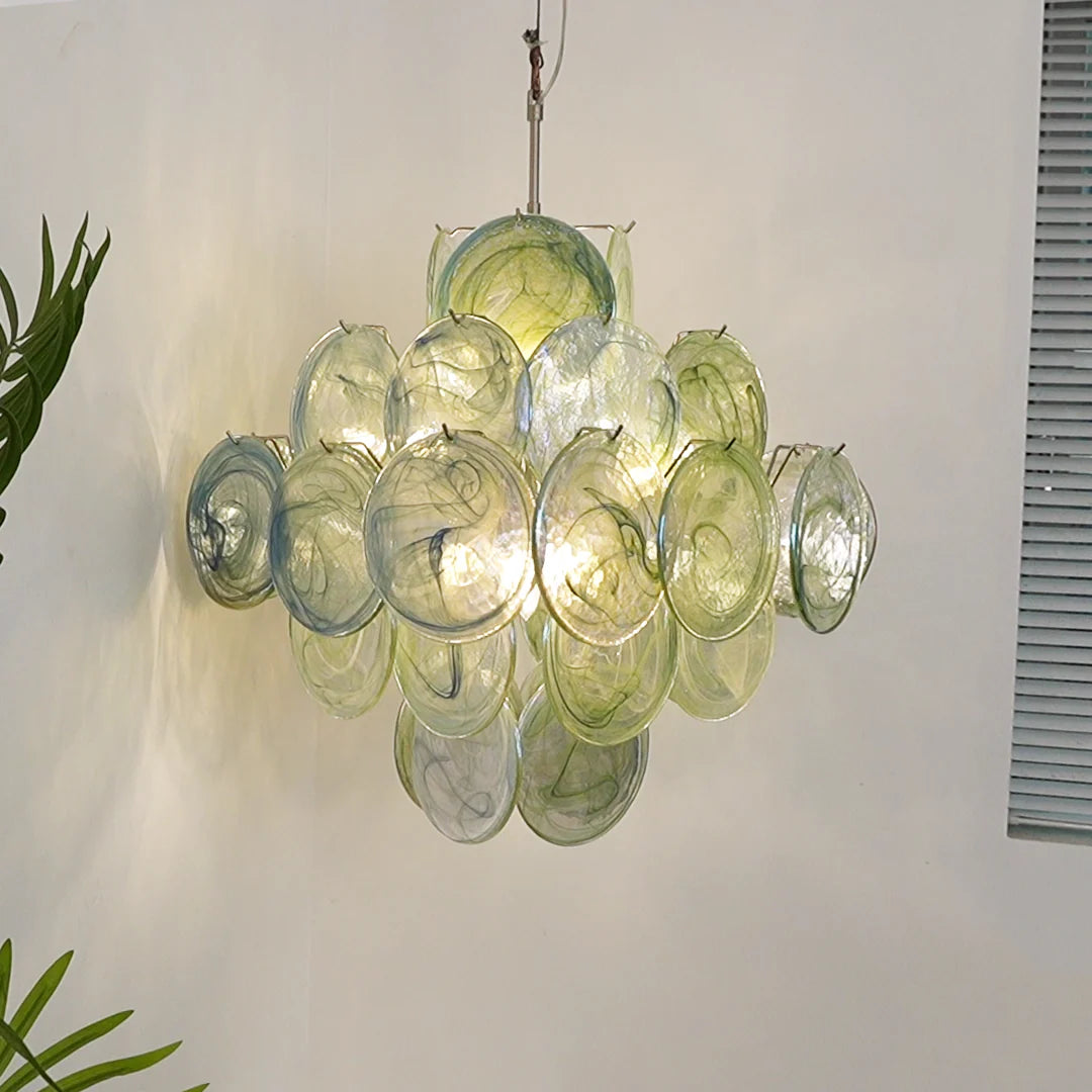 Vintage Murano Green Disks Chandelier - Nuvé