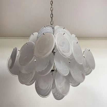 Vintage Murano White Disks Chandelier - Nuvé